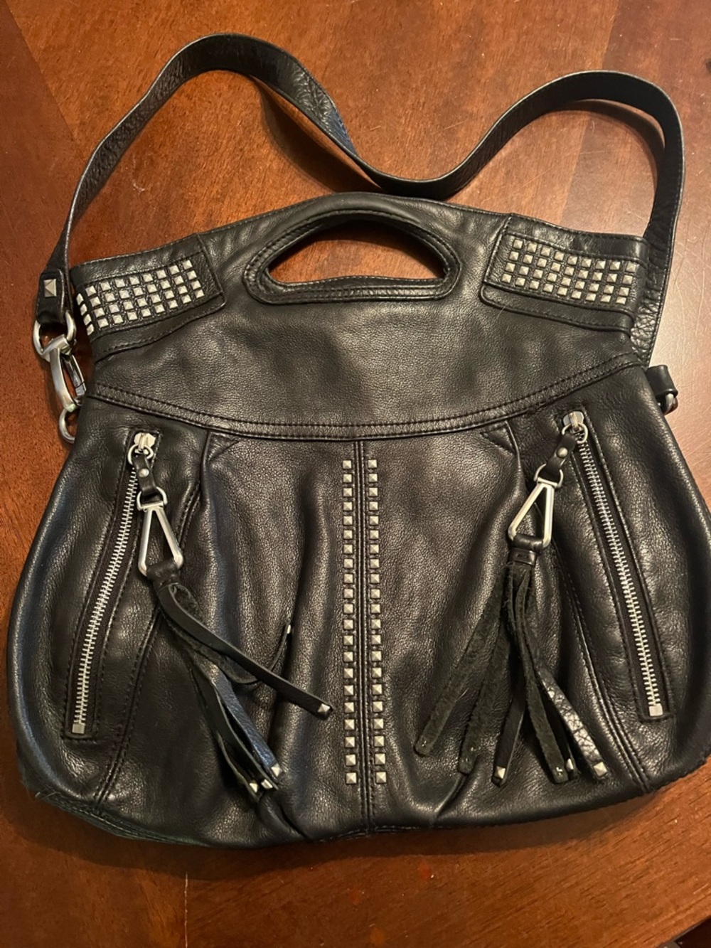 Makowsky Black Leather Tote/Purse